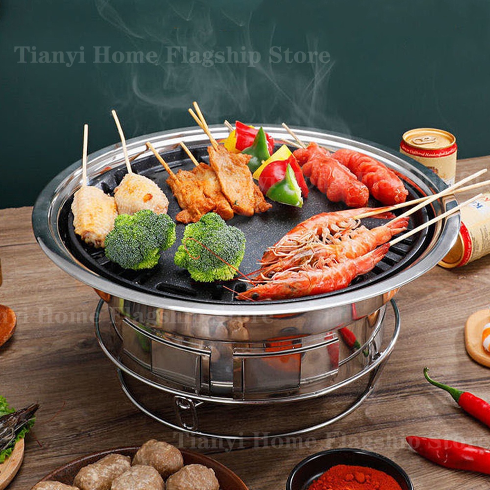 Korean Bbq Grill - Paslanmaz Çelik Kömürlü Mangal Karbon Ocaklı